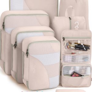 8 Pieces Packing Cubes for Travel, Sturdy Suitcase Organizer in 4 Sizes (Extra Large, Large, Medium, Small), OlarHike Luggage Cubes with Toiletry Bag, Travel Essentials, Cruise Ship Gifts for Women
