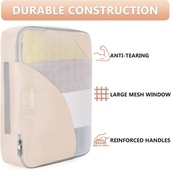 8 Pieces Packing Cubes for Travel, Sturdy Suitcase Organizer in 4 Sizes (Extra Large, Large, Medium, Small), OlarHike Luggage Cubes with Toiletry Bag, Travel Essentials, Cruise Ship Gifts for Women - Image 3