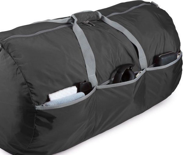 100L Nylon Duffel Bag with Multiple Zippered Pockets, Lightweight yet Durable, 50-Pound Weight Capacity, Black, 32.4 x 16.9 x 16.9 inches - Image 5