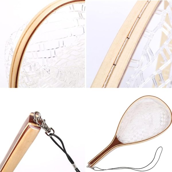 Fly Fishing Landing Net Trout Fishing Net, Soft Rubber Catch and Release Fish Net with Wooden Handle Frame, Gifts for Him - Image 2