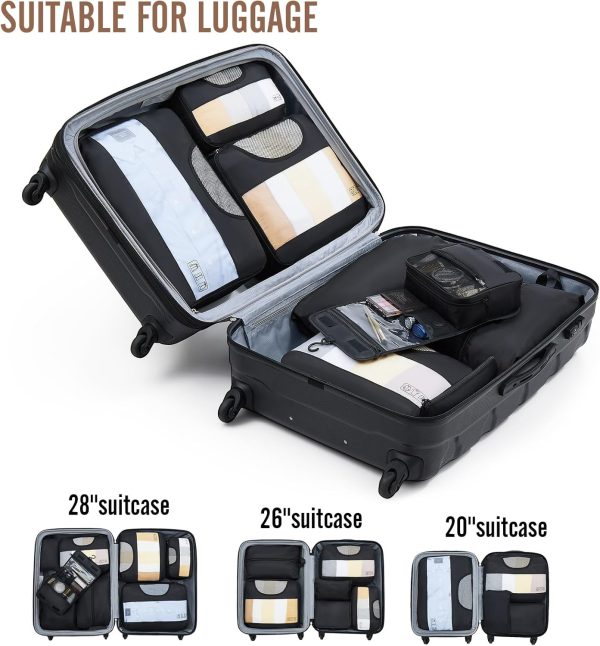 Veken 8 Set Packing Cubes for Suitcases, Travel Essentials for Carry on, Luggage Organizer Bags Set for Travel Accessories in 4 Sizes (Extra Large, Large, Medium, Small), Black - Image 6